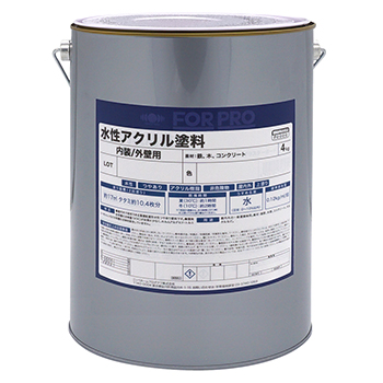業務用 屋内外 建築 低臭 水性塗料FOR PRO 水性アクリル塗料 4kg 白