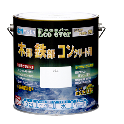 多用途 屋内外対応 水性塗料水性エコエバー 3.2L｜全国送料無料